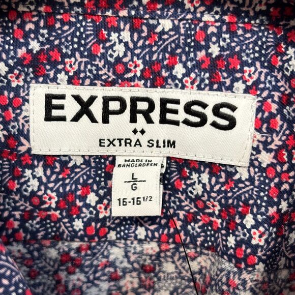 NWT Express Men Extra Slim Fit Button Shirt Top Size Large Floral C025 -10 - Picture 8 of 16